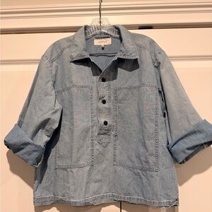 THE GREAT. Denim Button-Up Shirt